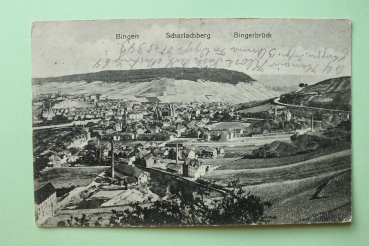 Ansichtskarte AK Bingen Bingerbrück 1917 Bahnhof Fabriken Straßen Scharlachberg Architektur Ortsansicht Rheinland Pfalz
